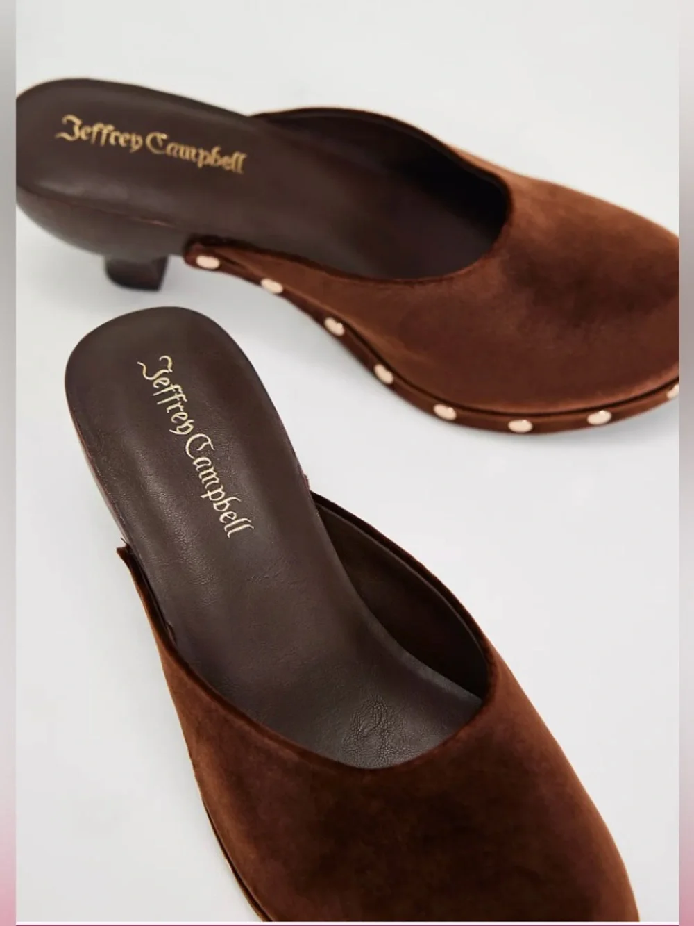 SOLD!!!! Jeffrey Campbell Brown Suede Studded Slip-On Mules - Picture 1 of 13